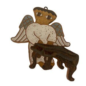 Vintage St. Andrews Abbey Handmade Clay Angel Ornament W/ Piano Christmas Potter
